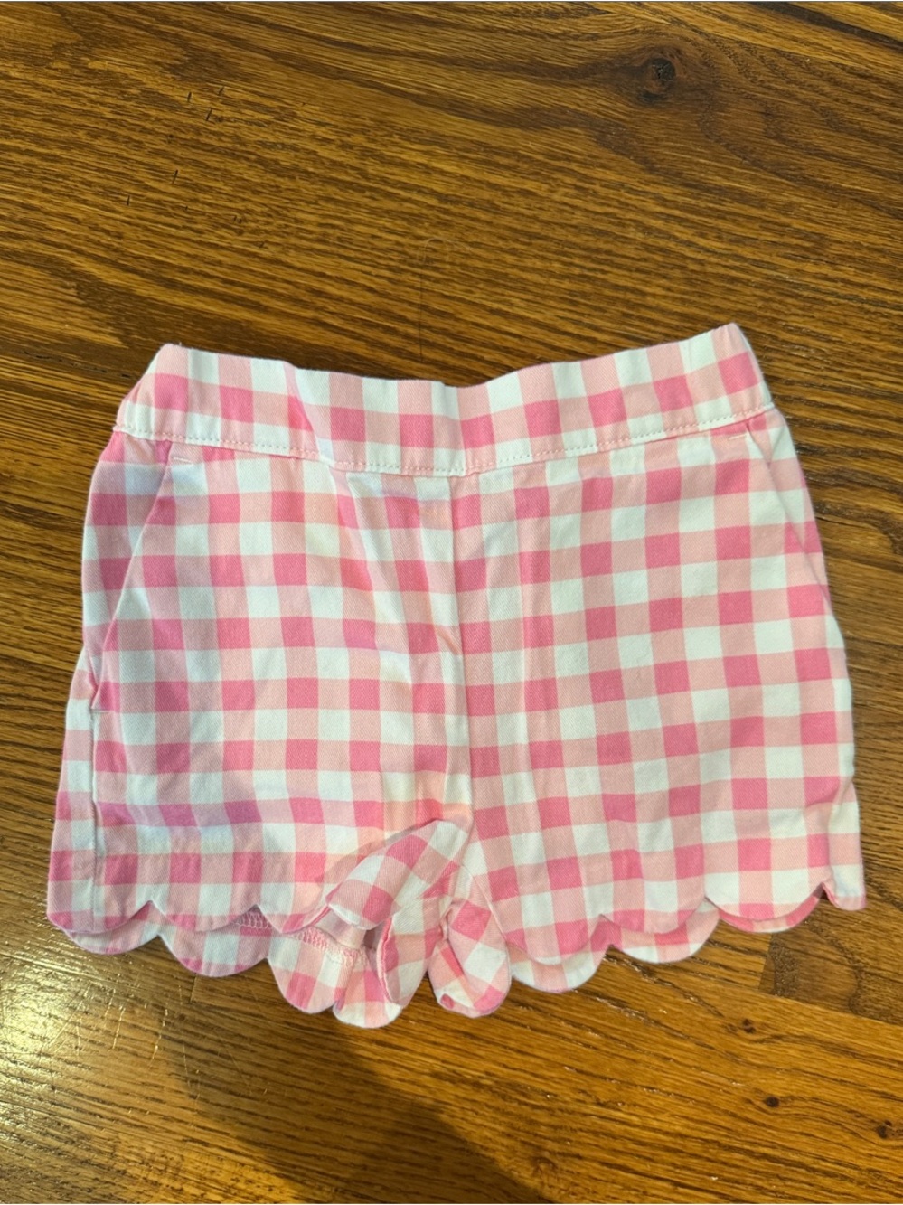 Crewcuts Pink and White Gingham Scalloped Shorts